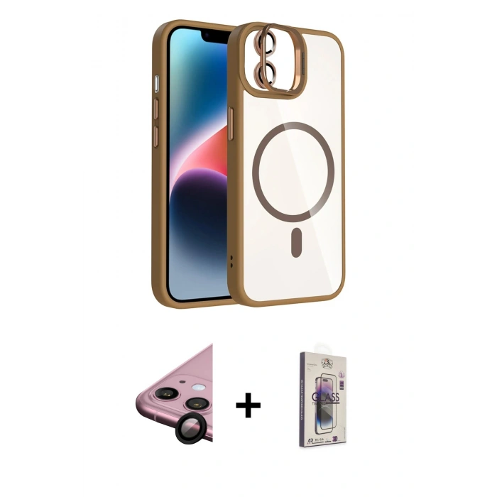MARSİLYAN™- iPhone 11 Kılıf Yadigar Asil Koleksiyonu - Siyah Bilvis 3D Cam Ekran Koruyucu + Raze Metal Kamera Lens - SH