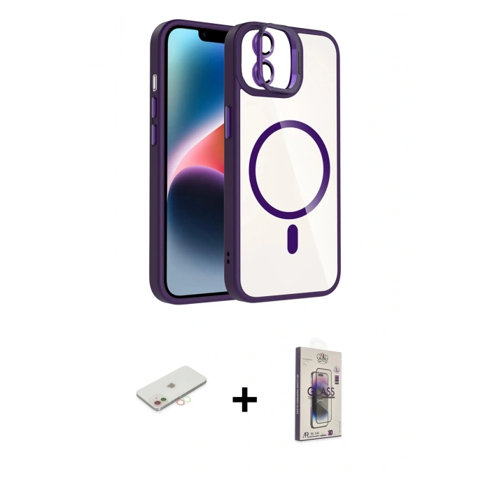 MARSİLYAN™- iPhone 11 Kılıf Yadigar Asil Koleksiyonu - Siyah Bilvis 3D Cam Ekran Koruyucu + Renkli Kamera Lens Koruma Cam - YL