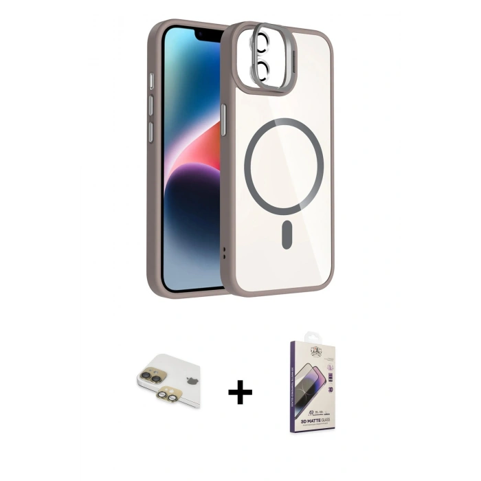 MARSİLYAN™- iPhone 11 Kılıf Yadigar Asil Koleksiyonu - Siyah Bilvis 3D Mat Cam Ekran Koruyucu + Pers Alüminyum Kamera Lens - GD