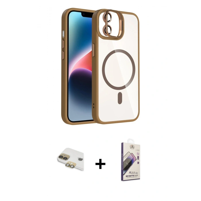 MARSİLYAN™- iPhone 11 Kılıf Yadigar Asil Koleksiyonu - Siyah Bilvis 3D Mat Cam Ekran Koruyucu + Pers Alüminyum Kamera Lens - GD