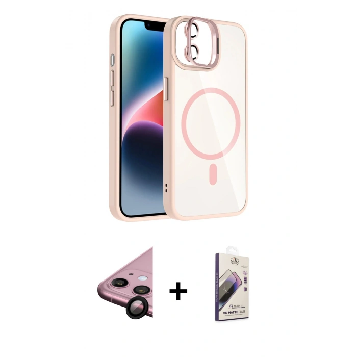 MARSİLYAN™- iPhone 11 Kılıf Yadigar Asil Koleksiyonu - Siyah Bilvis 3D Mat Cam Ekran Koruyucu + Raze Metal Kamera Lens - SH