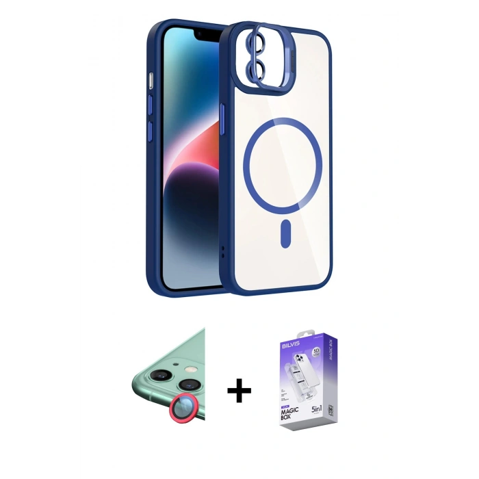 MARSİLYAN™- iPhone 11 Kılıf Yadigar Asil Koleksiyonu - Siyah Bilvis 5in1 3D Magic Cam Ekran Koruyucu + Raze Metal Kamera Lens - KI
