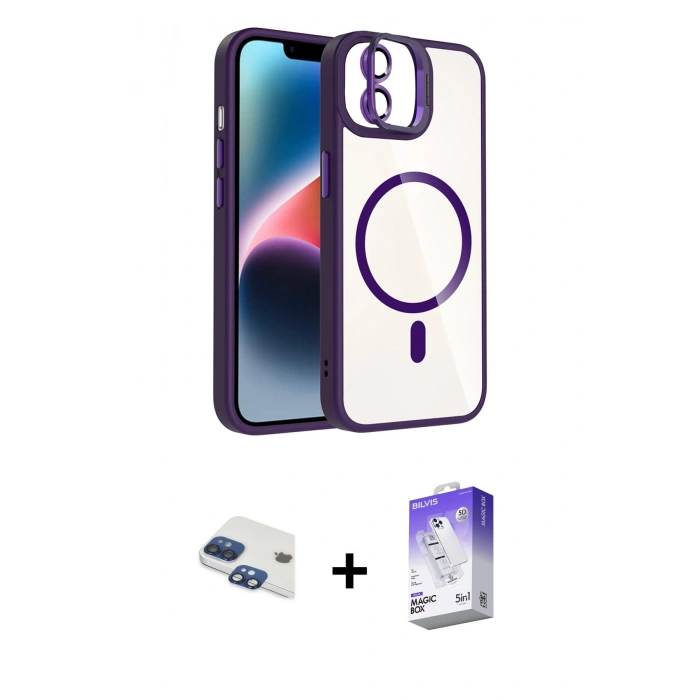 MARSİLYAN™- iPhone 11 Kılıf Yadigar Asil Koleksiyonu - Siyah Bilvis 5in1 3D Magic Cam Ekran Koruyucu + Lacivert Pers Alüminyum Kamera Lens