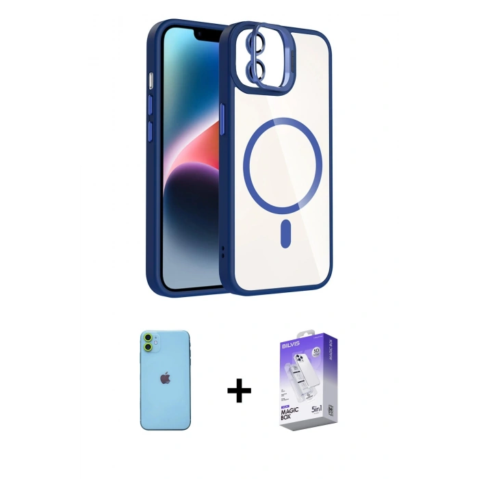 MARSİLYAN™- iPhone 11 Kılıf Yadigar Asil Koleksiyonu - Siyah Bilvis 5in1 3D Magic Cam Ekran Koruyucu + Neon Fosforlu Kamera Lens - YL