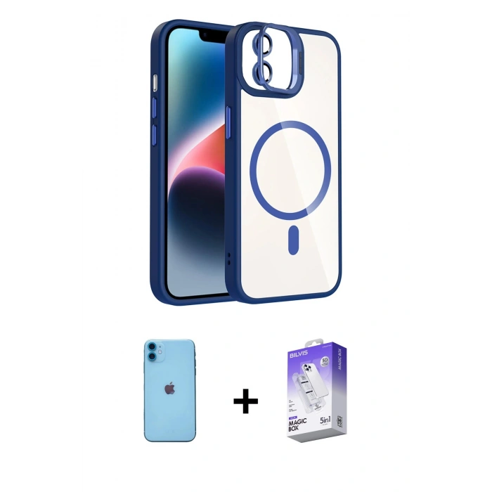 MARSİLYAN™- iPhone 11 Kılıf Yadigar Asil Koleksiyonu - Siyah Bilvis 5in1 3D Magic Cam Ekran Koruyucu + Neon Fosforlu Kamera Lens - MI
