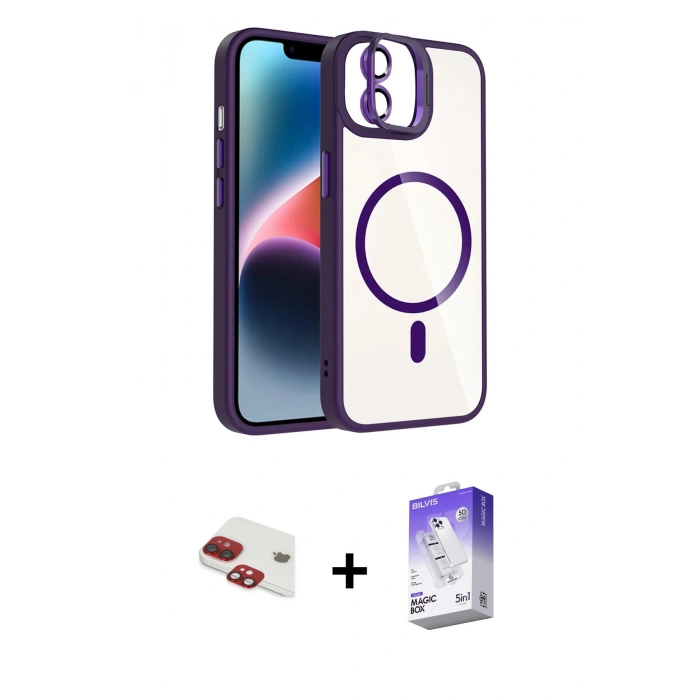 MARSİLYAN™- iPhone 11 Kılıf Yadigar Asil Koleksiyonu - Siyah Bilvis 5in1 3D Magic Cam Ekran Koruyucu + Pers Alüminyum Kamera Lens - KI