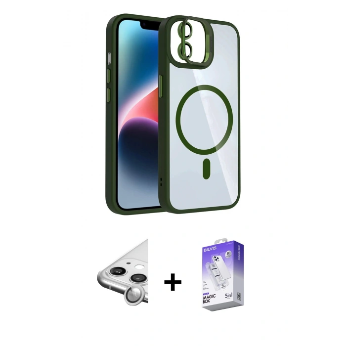 MARSİLYAN™- iPhone 11 Kılıf Yadigar Asil Koleksiyonu - Siyah Bilvis 5in1 3D Magic Cam Ekran Koruyucu + Raze Metal Kamera Lens - GS