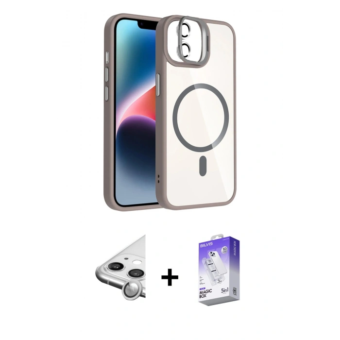 MARSİLYAN™- iPhone 11 Kılıf Yadigar Asil Koleksiyonu - Siyah Bilvis 5in1 3D Magic Cam Ekran Koruyucu + Raze Metal Kamera Lens - GS