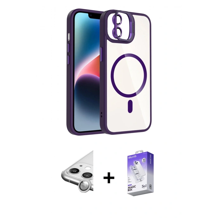 MARSİLYAN™- iPhone 11 Kılıf Yadigar Asil Koleksiyonu - Siyah Bilvis 5in1 3D Magic Cam Ekran Koruyucu + Raze Metal Kamera Lens - GS