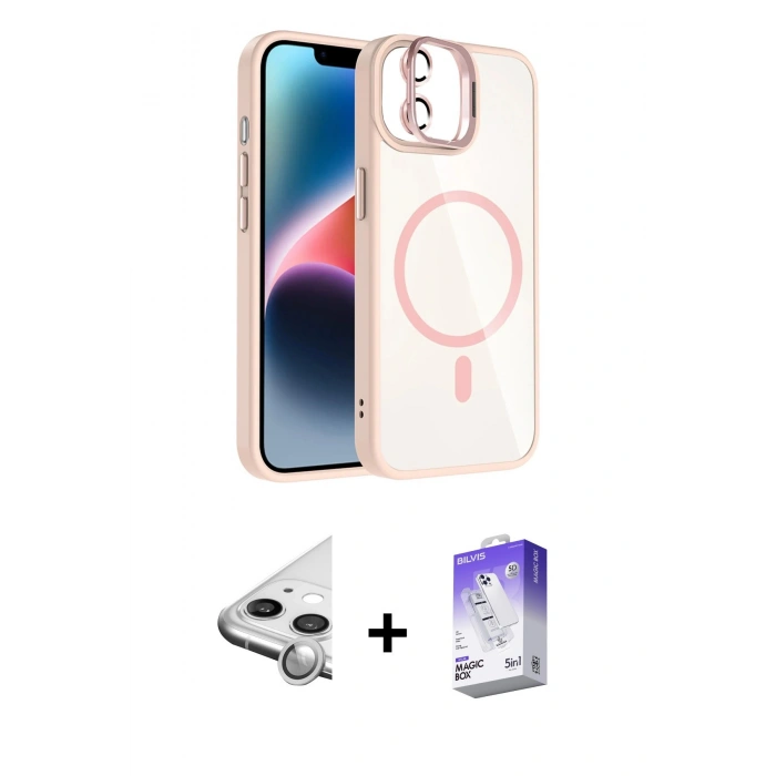 MARSİLYAN™- iPhone 11 Kılıf Yadigar Asil Koleksiyonu - Siyah Bilvis 5in1 3D Magic Cam Ekran Koruyucu + Raze Metal Kamera Lens - GS
