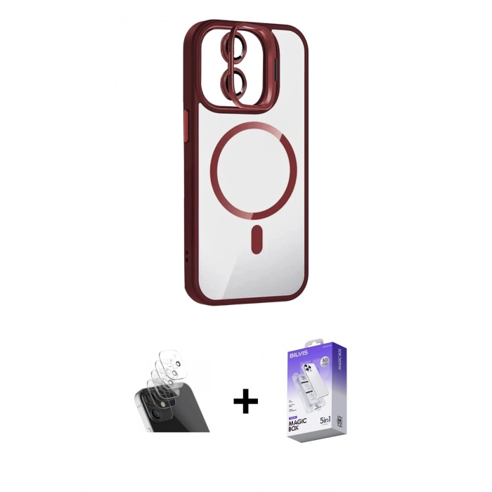 MARSİLYAN™- iPhone 11 Kılıf Yadigar Asil Koleksiyonu - Siyah Bilvis 5in1 3D Magic Cam Ekran Koruyucu + Şeffaf Kamera Lens Koruma Cam
