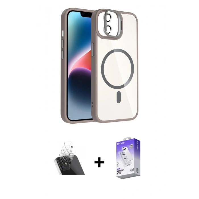 MARSİLYAN™- iPhone 11 Kılıf Yadigar Asil Koleksiyonu - Siyah Bilvis 5in1 3D Magic Cam Ekran Koruyucu + Şeffaf Kamera Lens Koruma Cam