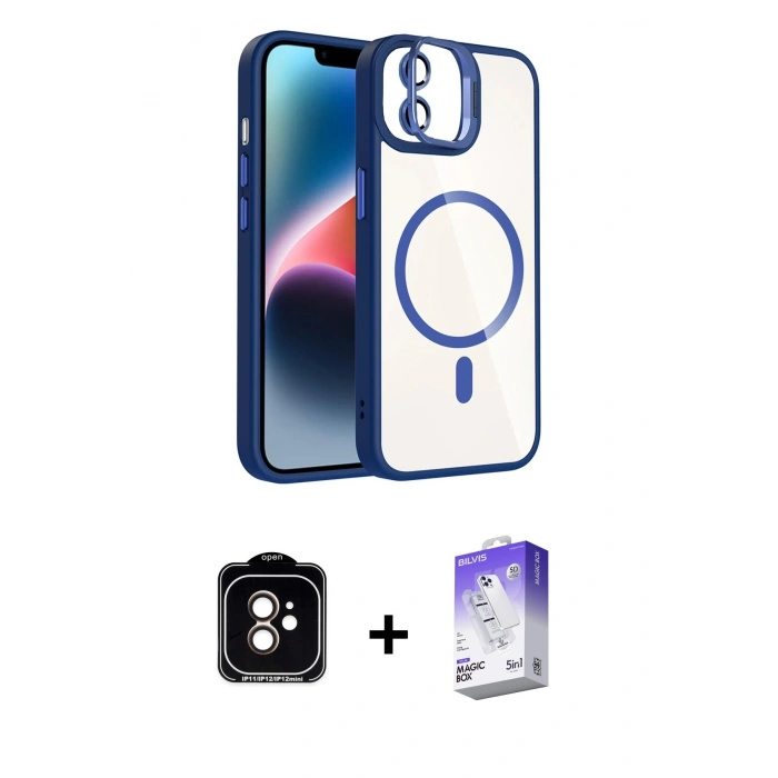 MARSİLYAN™- iPhone 11 Kılıf Yadigar Asil Koleksiyonu - Siyah Bilvis 5in1 3D Magic Cam Ekran Koruyucu + PVD Metal Kamera Lens - TU