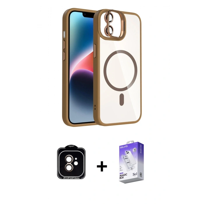 MARSİLYAN™- iPhone 11 Kılıf Yadigar Asil Koleksiyonu - Siyah Bilvis 5in1 3D Magic Cam Ekran Koruyucu + PVD Metal Kamera Lens - TU