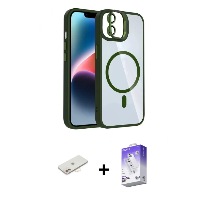 MARSİLYAN™- iPhone 11 Kılıf Yadigar Asil Koleksiyonu - Siyah Bilvis 5in1 3D Magic Cam Ekran Koruyucu + Renkli Kamera Lens Koruma Cam - YL