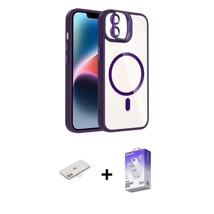 MARSİLYAN™- iPhone 11 Kılıf Yadigar Asil Koleksiyonu - Siyah Bilvis 5in1 3D Magic Cam Ekran Koruyucu + Renkli Kamera Lens Koruma Cam - YL