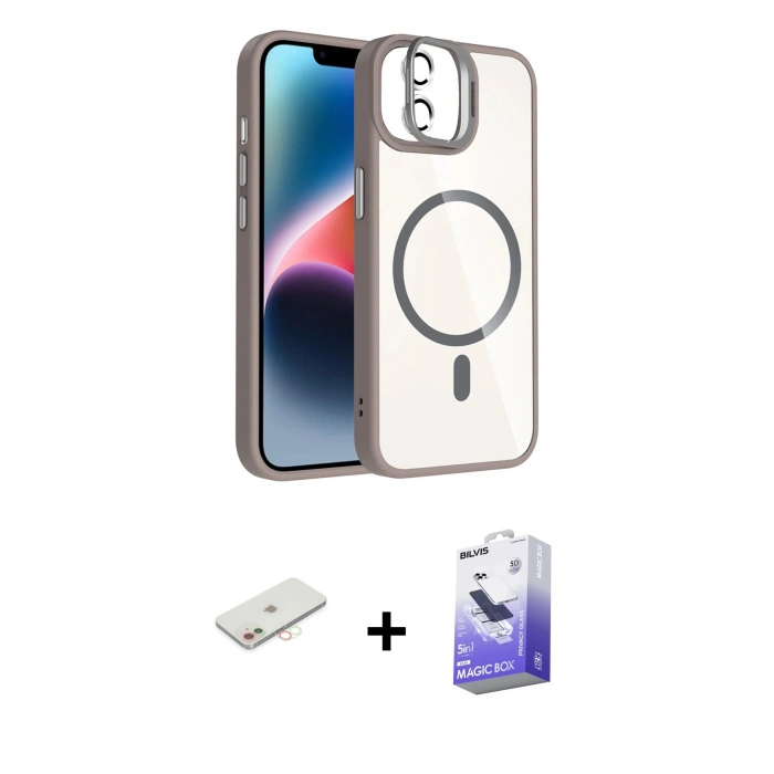 MARSİLYAN™- iPhone 11 Kılıf Yadigar Asil Koleksiyonu - Siyah Bilvis 5in1 5D Magic Hayalet Cam Ekran Koruyucu + Renkli Kamera Lens Koruma Cam - YL