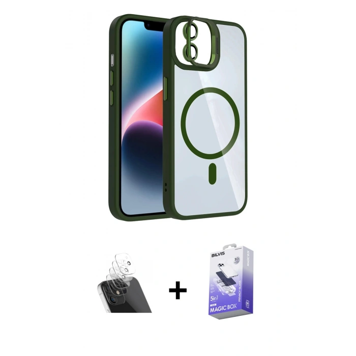 MARSİLYAN™- iPhone 11 Kılıf Yadigar Asil Koleksiyonu - Siyah Bilvis 5in1 5D Magic Hayalet Cam Ekran Koruyucu + Kamera Lens Koruma Cam - SF