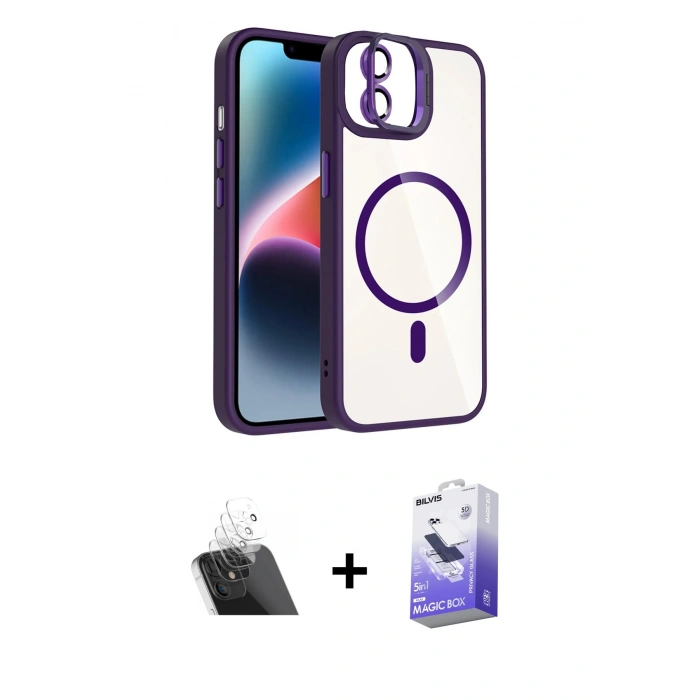 MARSİLYAN™- iPhone 11 Kılıf Yadigar Asil Koleksiyonu - Siyah Bilvis 5in1 5D Magic Hayalet Cam Ekran Koruyucu + Kamera Lens Koruma Cam - SF