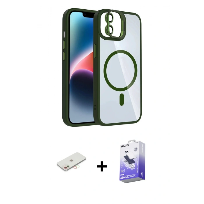 MARSİLYAN™- iPhone 11 Kılıf Yadigar Asil Koleksiyonu - Siyah Bilvis 5in1 5D Magic Hayalet Cam Ekran Koruyucu + Renkli Kamera Lens Koruma Cam - YL