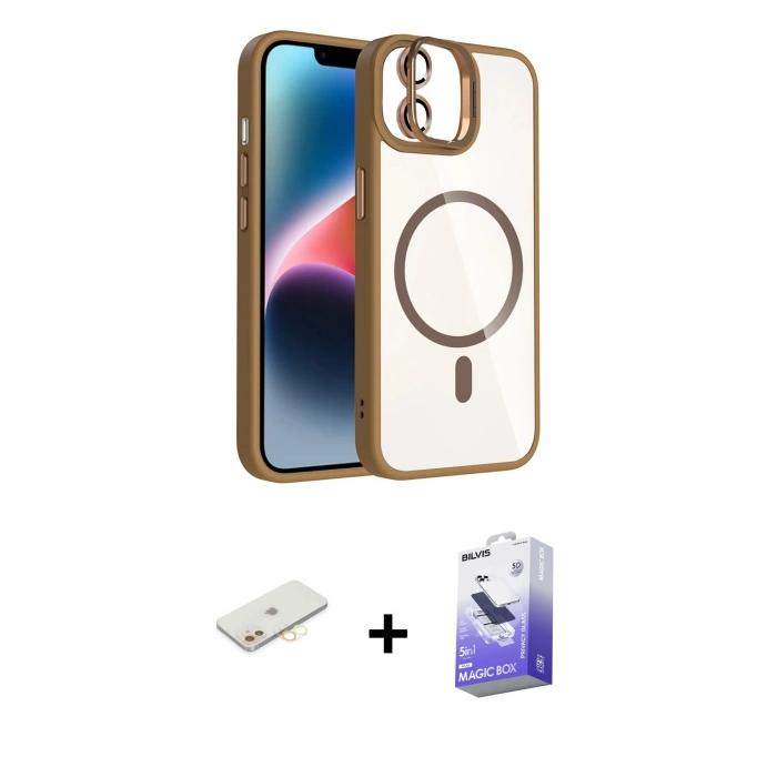 MARSİLYAN™- iPhone 11 Kılıf Yadigar Asil Koleksiyonu - Siyah Bilvis 5in1 5D Magic Hayalet Cam Ekran Koruyucu + Renkli Kamera Lens Koruma Cam - SI