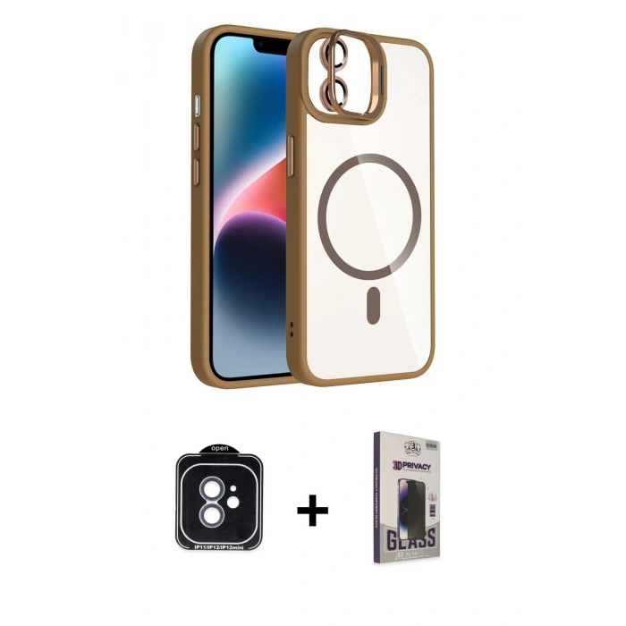 MARSİLYAN™- iPhone 11 Kılıf Yadigar Asil Koleksiyonu - Siyah Bilvis Hayalet Cam Ekran Koruyucu + Mavi PVD Metal Kamera Lens