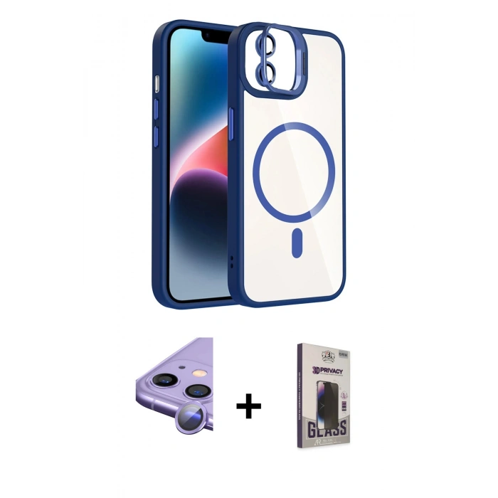 MARSİLYAN™- iPhone 11 Kılıf Yadigar Asil Koleksiyonu - Siyah Bilvis Hayalet Cam Ekran Koruyucu + Raze Metal Kamera Lens - MR