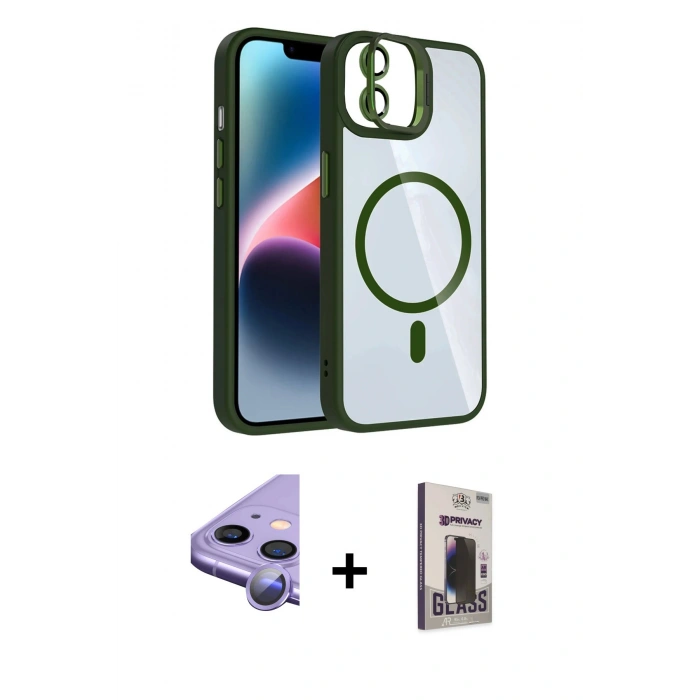 MARSİLYAN™- iPhone 11 Kılıf Yadigar Asil Koleksiyonu - Siyah Bilvis Hayalet Cam Ekran Koruyucu + Raze Metal Kamera Lens - MR