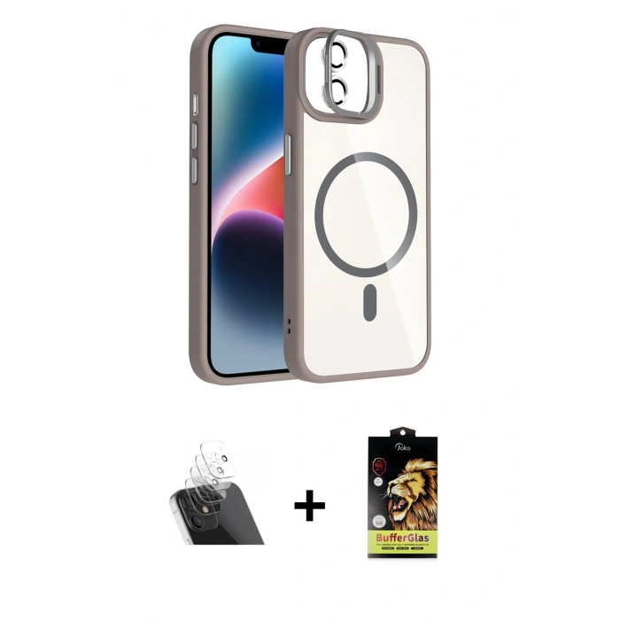 MARSİLYAN™- iPhone 11 Kılıf Yadigar Asil Koleksiyonu - Siyah Buffer Cam Ekran Koruyucu + Kamera Lens Koruma Cam - SF