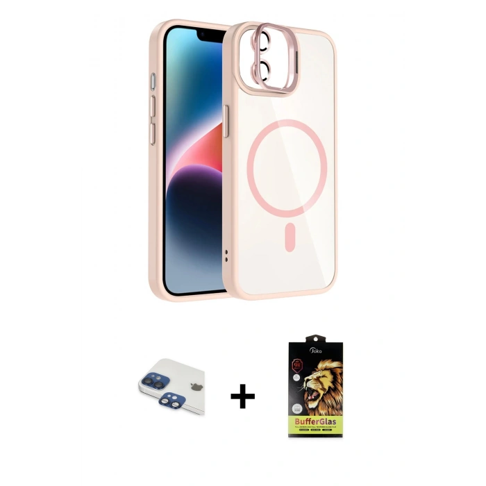 MARSİLYAN™- iPhone 11 Kılıf Yadigar Asil Koleksiyonu - Siyah Buffer Cam Ekran Koruyucu + Pers Alüminyum Kamera Lens - LT