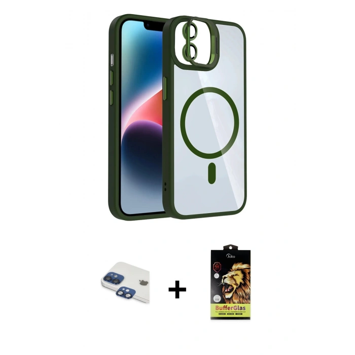 MARSİLYAN™- iPhone 11 Kılıf Yadigar Asil Koleksiyonu - Siyah Buffer Cam Ekran Koruyucu + Pers Alüminyum Kamera Lens - LT