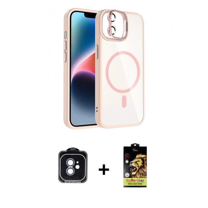 MARSİLYAN™- iPhone 11 Kılıf Yadigar Asil Koleksiyonu - Siyah Buffer Cam Ekran Koruyucu + PVD Metal Kamera Lens - MI