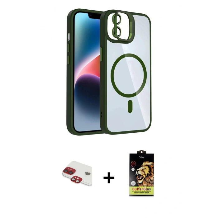MARSİLYAN™- iPhone 11 Kılıf Yadigar Asil Koleksiyonu - Siyah Buffer Cam Ekran Koruyucu + Pers Alüminyum Kamera Lens - KI