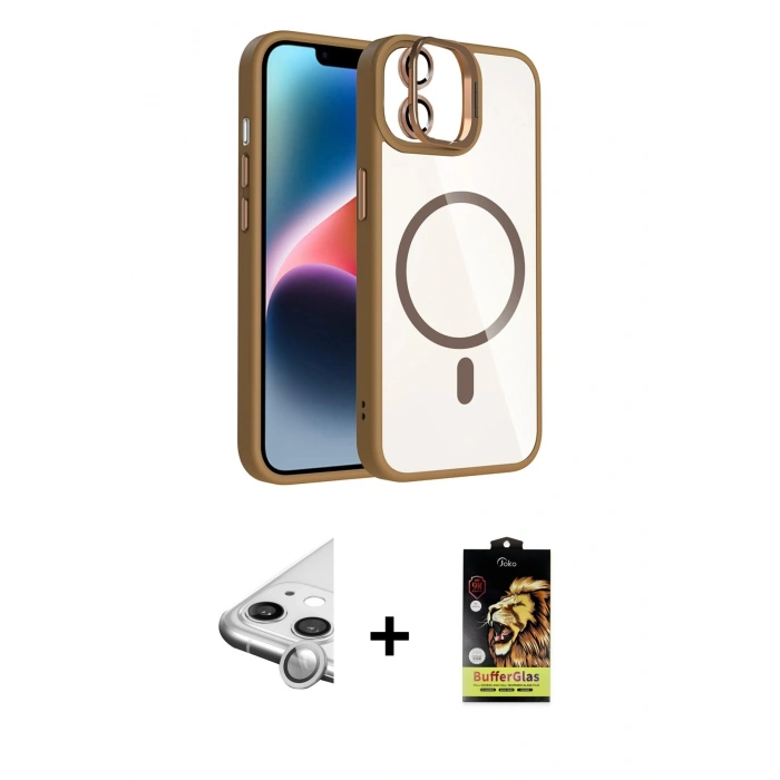 MARSİLYAN™- iPhone 11 Kılıf Yadigar Asil Koleksiyonu - Siyah Buffer Cam Ekran Koruyucu + Raze Metal Kamera Lens - GS