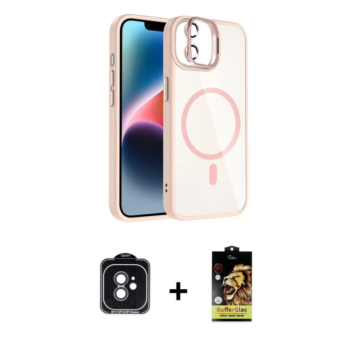 MARSİLYAN™- iPhone 11 Kılıf Yadigar Asil Koleksiyonu - Siyah Buffer Cam Ekran Koruyucu + Siyah PVD Metal Kamera Lens