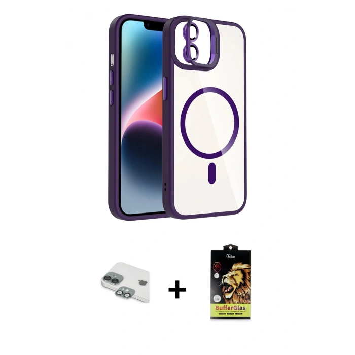 MARSİLYAN™- iPhone 11 Kılıf Yadigar Asil Koleksiyonu - Siyah Buffer Cam Ekran Koruyucu + Pers Alüminyum Kamera Lens - YL