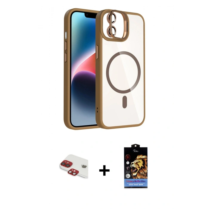 MARSİLYAN™- iPhone 11 Kılıf Yadigar Asil Koleksiyonu - Siyah Buffer Hayalet Cam Ekran Koruyucu + Kırmızı Pers Alüminyum Kamera Lens