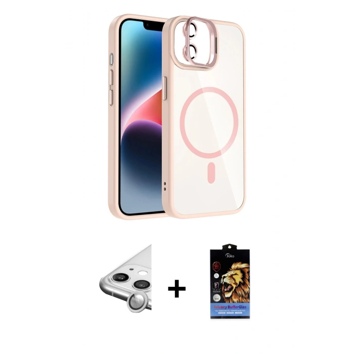 MARSİLYAN™- iPhone 11 Kılıf Yadigar Asil Koleksiyonu - Siyah Buffer Hayalet Cam Ekran Koruyucu + Raze Metal Kamera Lens - GS