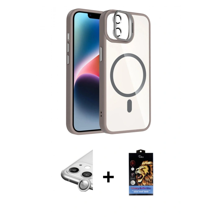 MARSİLYAN™- iPhone 11 Kılıf Yadigar Asil Koleksiyonu - Siyah Buffer Hayalet Cam Ekran Koruyucu + Raze Metal Kamera Lens - GS