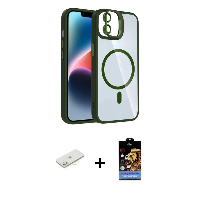 MARSİLYAN™- iPhone 11 Kılıf Yadigar Asil Koleksiyonu - Siyah Buffer Hayalet Cam Ekran Koruyucu + Renkli Kamera Lens Koruma Cam - SI