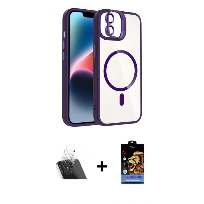 MARSİLYAN™- iPhone 11 Kılıf Yadigar Asil Koleksiyonu - Siyah Buffer Hayalet Cam Ekran Koruyucu + Şeffaf Kamera Lens Koruma Cam