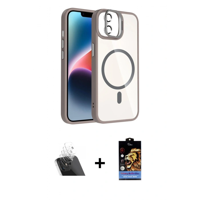 MARSİLYAN™- iPhone 11 Kılıf Yadigar Asil Koleksiyonu - Siyah Buffer Hayalet Cam Ekran Koruyucu + Şeffaf Kamera Lens Koruma Cam