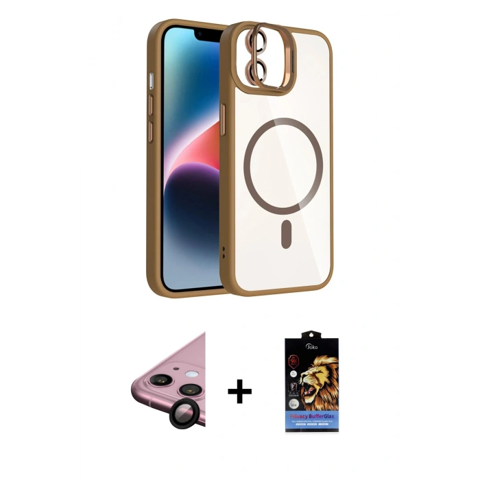 MARSİLYAN™- iPhone 11 Kılıf Yadigar Asil Koleksiyonu - Siyah Buffer Hayalet Cam Ekran Koruyucu + Siyah Raze Metal Kamera Lens