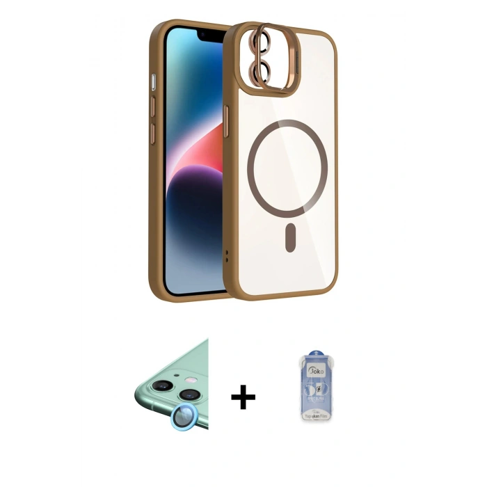 MARSİLYAN™- iPhone 11 Kılıf Yadigar Asil Koleksiyonu - Siyah Joko Magic 5D Cam + Mavi Raze Metal Kamera Lens