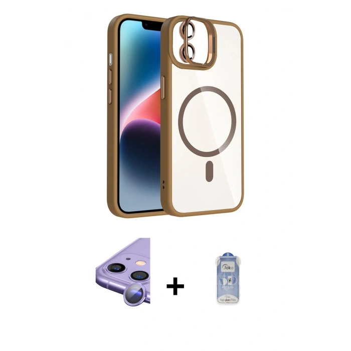 MARSİLYAN™- iPhone 11 Kılıf Yadigar Asil Koleksiyonu - Siyah Joko Magic 5D Cam + Raze Metal Kamera Lens - MR