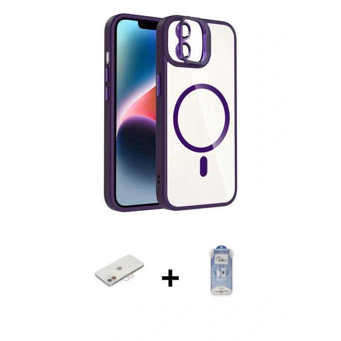 MARSİLYAN™- iPhone 11 Kılıf Yadigar Asil Koleksiyonu - Siyah Joko Magic 5D Cam + Renkli Kamera Lens Koruma Cam - PE