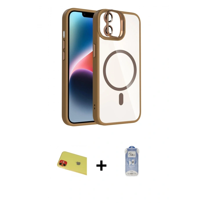 MARSİLYAN™- iPhone 11 Kılıf Yadigar Asil Koleksiyonu - Siyah Joko Magic 5D Cam + Rainbow Kamera Lens Koruma Cam - KI