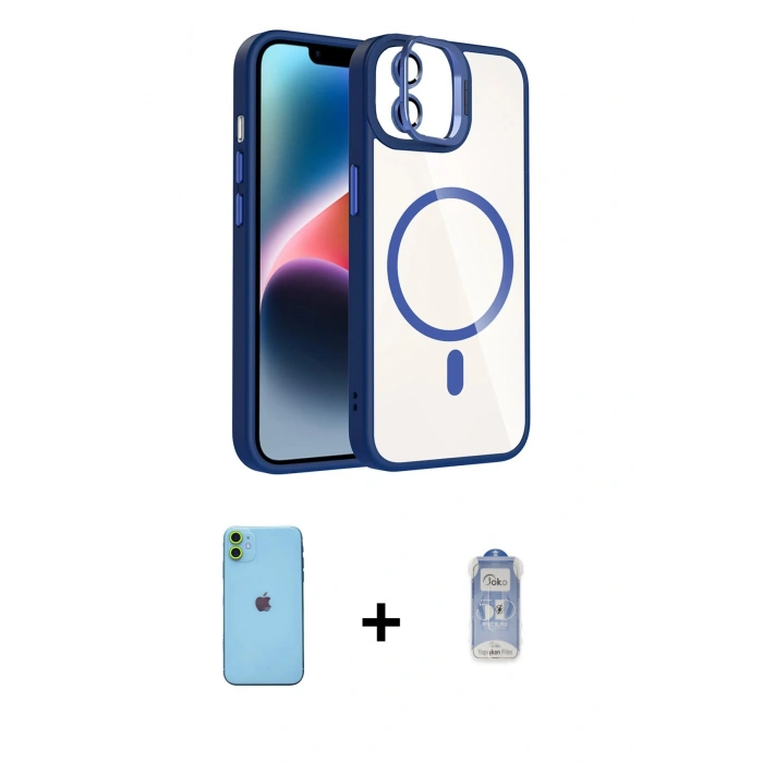 MARSİLYAN™- iPhone 11 Kılıf Yadigar Asil Koleksiyonu - Siyah Joko Magic 5D Cam + Neon Fosforlu Kamera Lens - YL