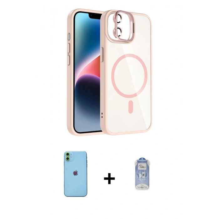 MARSİLYAN™- iPhone 11 Kılıf Yadigar Asil Koleksiyonu - Siyah Joko Magic 5D Cam + Neon Fosforlu Kamera Lens - YL