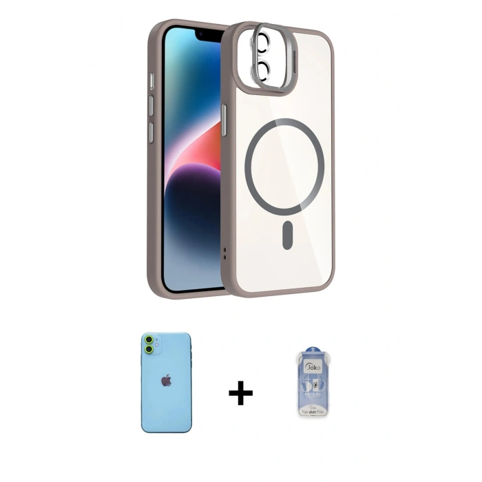MARSİLYAN™- iPhone 11 Kılıf Yadigar Asil Koleksiyonu - Siyah Joko Magic 5D Cam + Neon Fosforlu Kamera Lens - YL